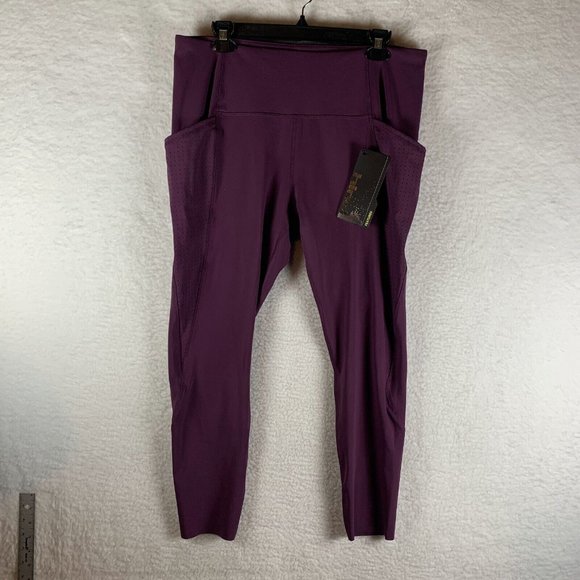 Hind Pants - Hind Legging‎ Women's XL Purple Pockets Stretch Mesh Detail Yoga Pull On 7006